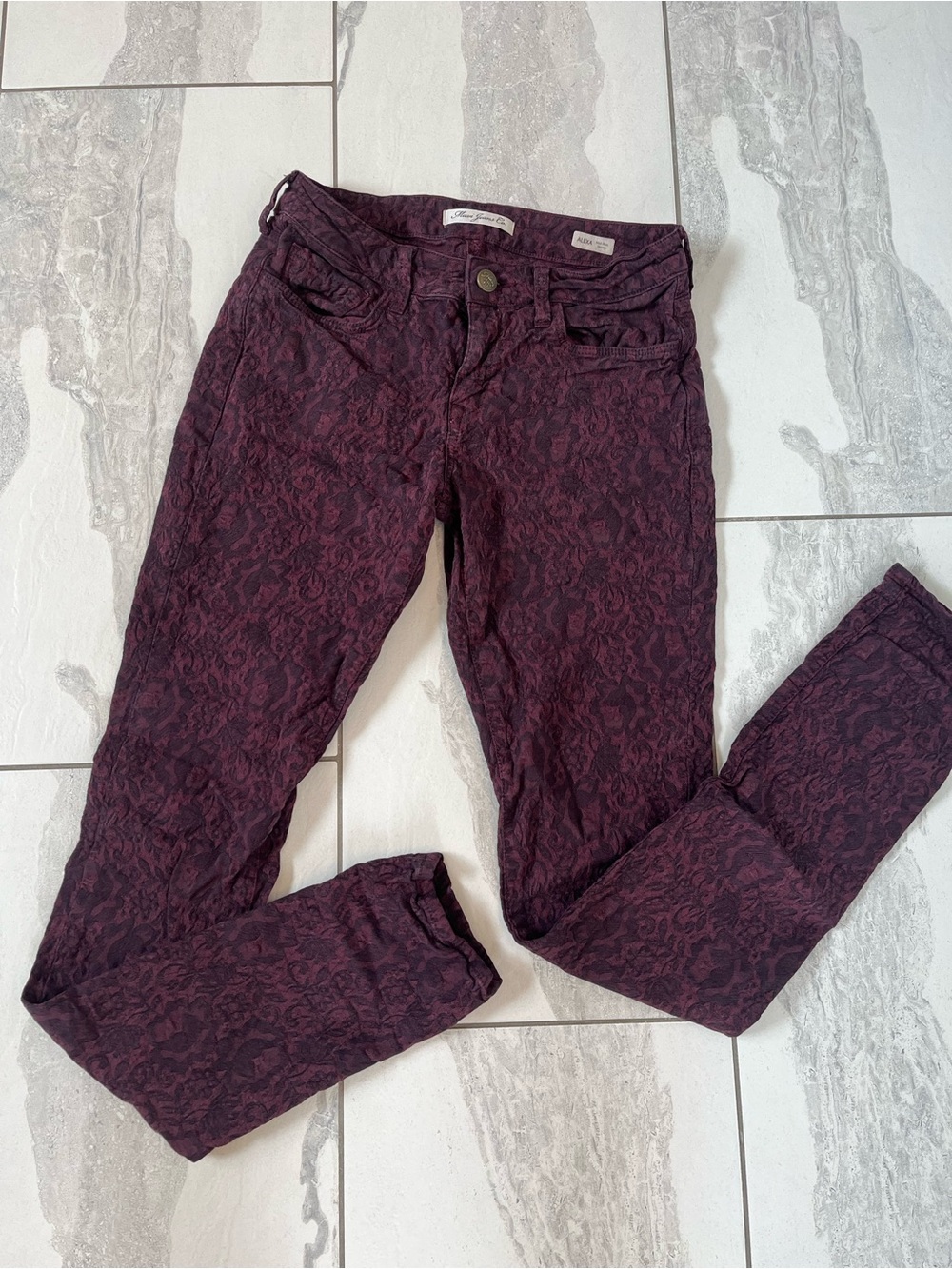 Mavi Burgundy Patterned Skinny Jeans